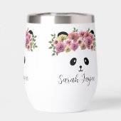 Floral Panda Bear Girl Name Thermal Wine Tumbler (Rückseite)