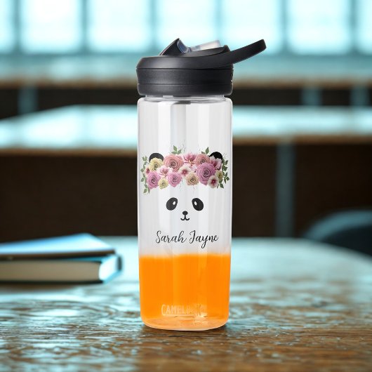 Floral Panda Bear Girl Name Trinkflasche