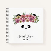 Floral Panda Bear Girl Personalisiertes Notebook Notizblock (Vorderseite)