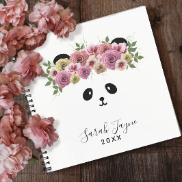 Floral Panda Bear Girl Personalisiertes Notebook Notizblock