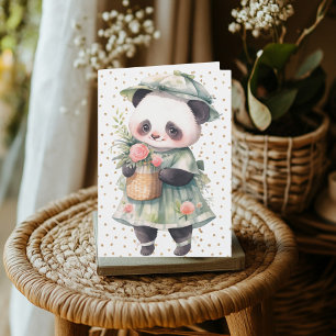Floral Panda Birthday Card Dankeskarte