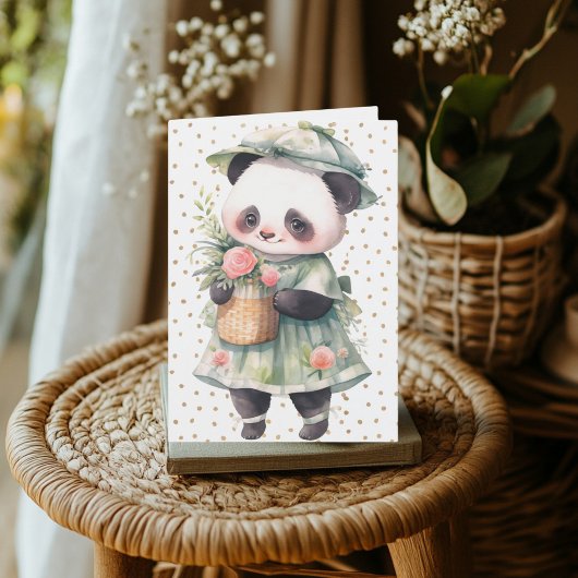 Floral Panda Birthday Card Dankeskarte