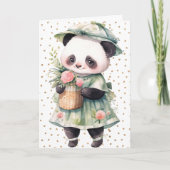 Floral Panda Birthday Card Dankeskarte (Vorderseite)