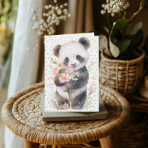 Floral Panda Grußkarte