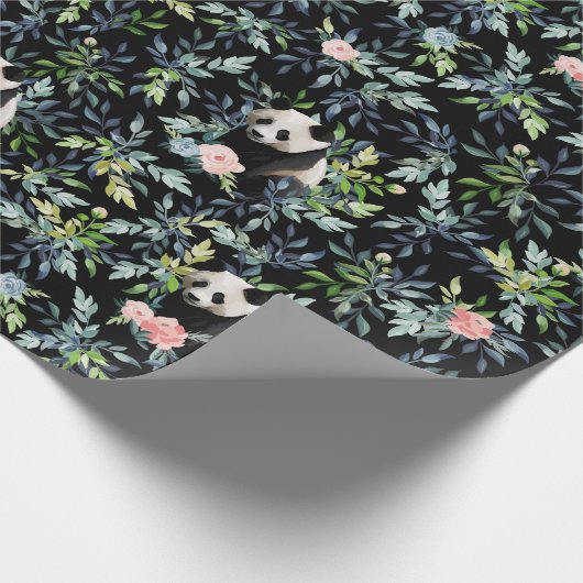 Floral Panda Muster Geschenkpapier (Ecke)