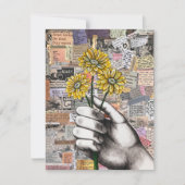 Floral Paper Collage Mixed Media Dankeskarte (Vorderseite)