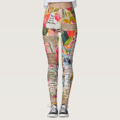 Floral Paper Collage Mixed Media Leggings (Vorderseite)