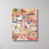 Floral Paper Collage Mixed Media Leinwanddruck (Vorderseite)