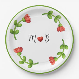 Floral Paper Plates – Red Flower Party Theme Pappteller