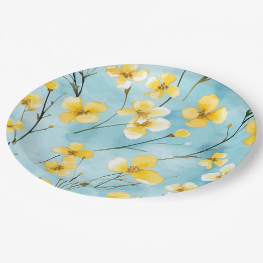 Floral  pappteller (Schrägansicht)