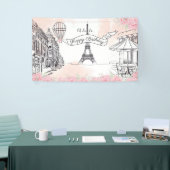 Floral Paris backdrop Happy Birthday banner (Messeveranstaltung)