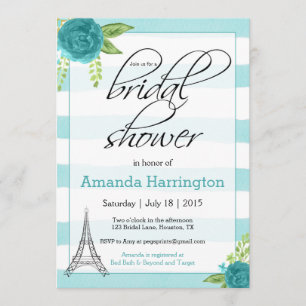 Floral Paris Bridal Dusche Einladung - Wasserfarbe