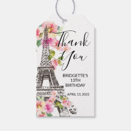 Floral Paris Eiffel Tower Birthday Party Gefallen Geschenkanhänger