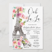 Floral Paris Eiffel Tower Bridal Dusche Einladung (Vorderseite)