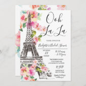 Floral Paris Eiffel Tower Bridal Dusche Einladung (Vorne/Hinten)