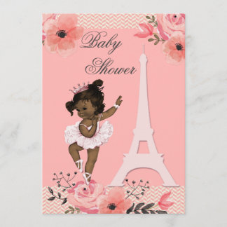 Floral Paris Eiffel Tower Ethnic Ballerina Dusche Einladung