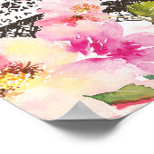 Floral Paris Eiffel Tower Geburtstag Begrüßungszei Poster (Ecke)