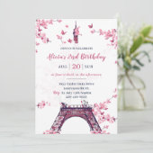 Floral Paris Eiffelturm 2. Geburtstag Party Einladung (Stehend Vorderseite)