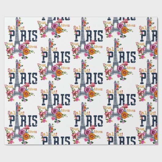 Floral Paris Geschenkpapier (Flach)
