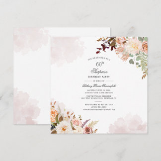 Floral Pastel 60. Geburtstag Script Überraschung P Einladung