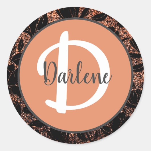 Floral Pastel Coral Peach Eleganter Mit Monogramm  Runder Aufkleber (Vorderseite)