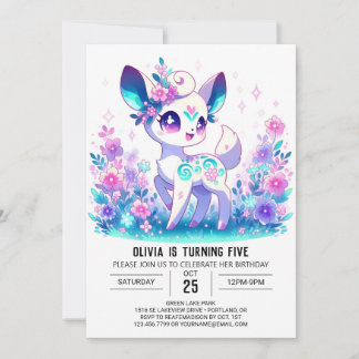 Floral Pastel Deer Digital zum Geburtstag Einladung