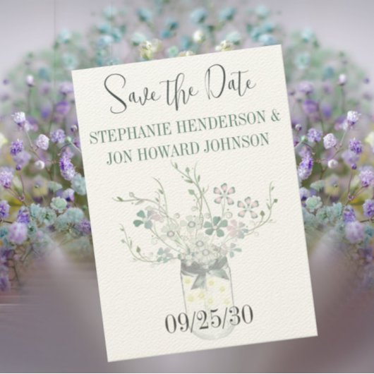 Floral Pastel Dusty Blue und Lavender Save The Date