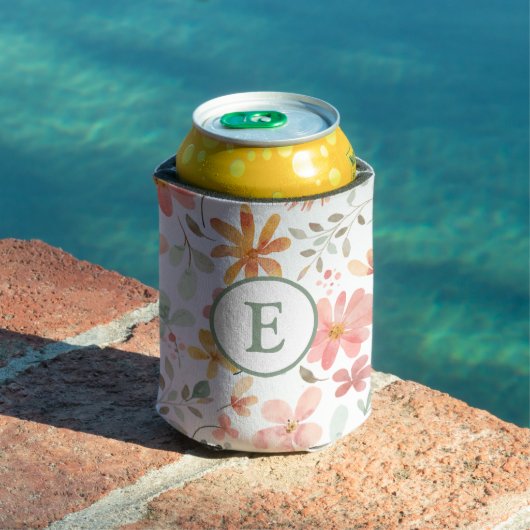 Floral Pastel Elegant Initial Can Cooler Dosenkühler (In Situ Pool)