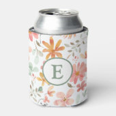 Floral Pastel Elegant Initial Can Cooler Dosenkühler (Kanne Vorderseite)