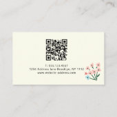 Floral Pastel Pink Blue Flowers Pattern QR Code Visitenkarte (Rückseite)