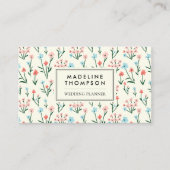 Floral Pastel Pink Blue Flowers Pattern QR Code Visitenkarte (Vorderseite)
