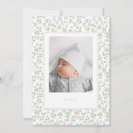 Floral Pastel Rose Baby Birth Foto Ankündigung