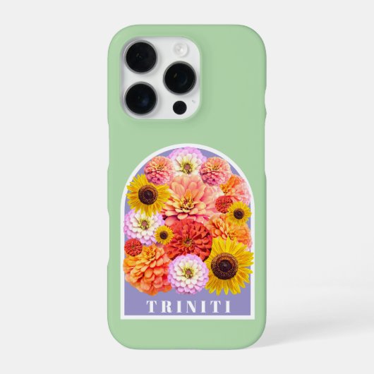 Floral Pastel Sage Green Custom Name Wildflowers iPhone Hülle (Rückseite)