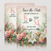 Floral Pastel Wedding Save The Date (Vorne/Hinten)