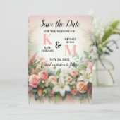 Floral Pastel Wedding Save The Date (Stehend Vorderseite)