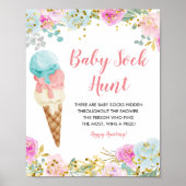 Floral Pastell Eis Baby Socke Jagd Spiel Poster (Vorne)