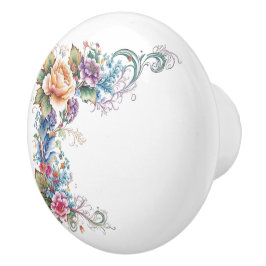 Floral Pastell Multi Color Rose Border Keramikknauf