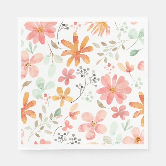 Floral Pastell Muster Ruhe Serviette (Vorderseite)