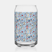 Floral Patchwork Birdhouses & Sky Blue Background Dosenglas (Vorderseite)