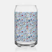 Floral Patchwork Birdhouses & Sky Blue Background Dosenglas (Rückseite)