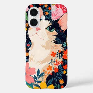 Floral Patchwork Cat iPhone 16 Hülle