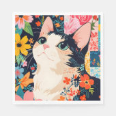 Floral Patchwork Cat Serviette (Vorderseite)