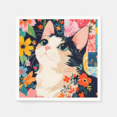 Floral Patchwork Cat Serviette (Vorderseite)