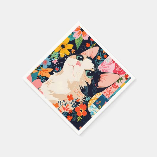 Floral Patchwork Cat Serviette (Ecke)