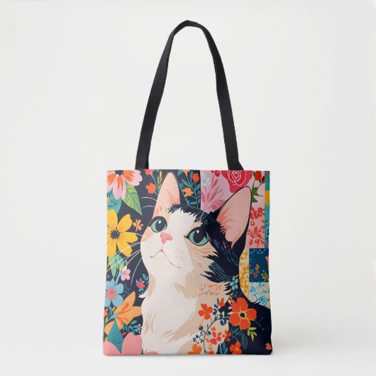 Floral Patchwork Cat Tasche (Vorderseite)