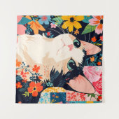 Floral Patchwork Cat Wandteppich (Vorderseite (Horizontal))