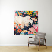 Floral Patchwork Cat Wandteppich (Beispiel (Horizontal))