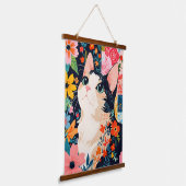 Floral Patchwork Cat Wandteppich Mit Holzrahmen (Gewinkelt)