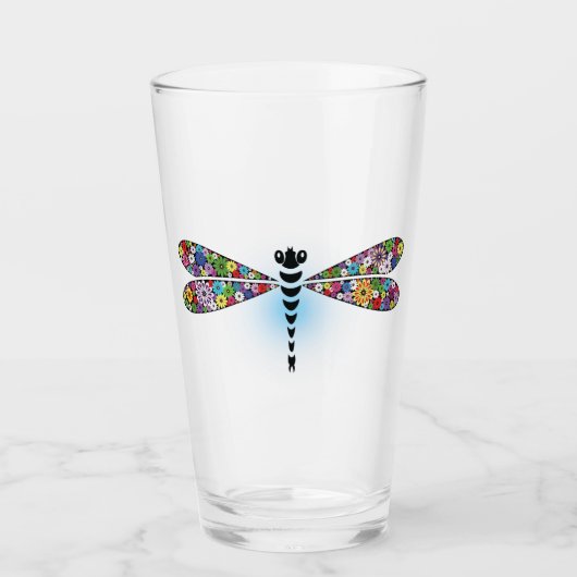 Floral Patchwork Dragonfly Damselfly Glass Glas (Vorderseite)