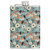 Floral Patchwork Halloween Bats & Flowers Flachmann (Vorderseite)